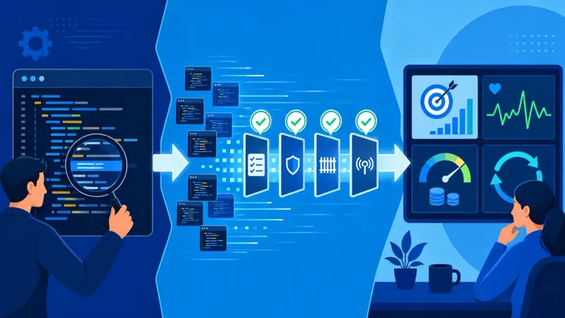 Evolución desde trabajar sobre el código de forma aislada hasta conectar automatización, operación y métricas de producto