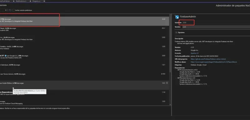 Nuget FirebaseAdmin